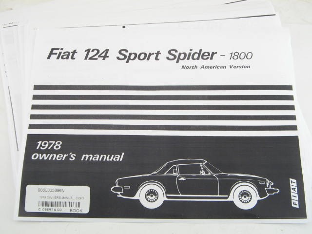 1978 OWNERS MANUAL, COPY