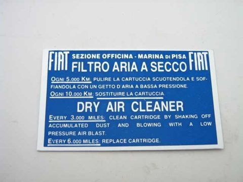 FIAT DRY AIR CLEANER STICKER