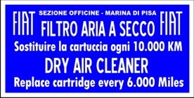 FIAT DRY AIR FILTER STICKER