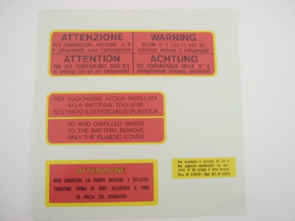 STICKERS FOR ENGINE COMPARTMNT - C. OBERT & CO.