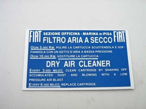 FIAT DRY AIR CLEANER STICKER - C. OBERT & CO.