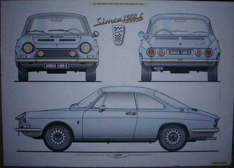 SIMCA 1200S 3 VIEW POSTER