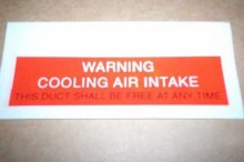 WARNING AIR INTAKE DECAL