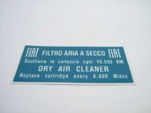 FIAT DRY AIR CLEANER STICKER