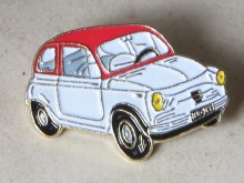 WHITE & RED FIAT 500 PIN