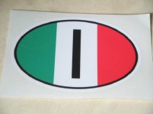 OVAL ITALIAN FLAG "I" STICKER