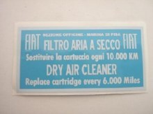 FIAT DRY AIR FILTER STICKER