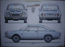 SIMCA 1200S 3 VIEW POSTER