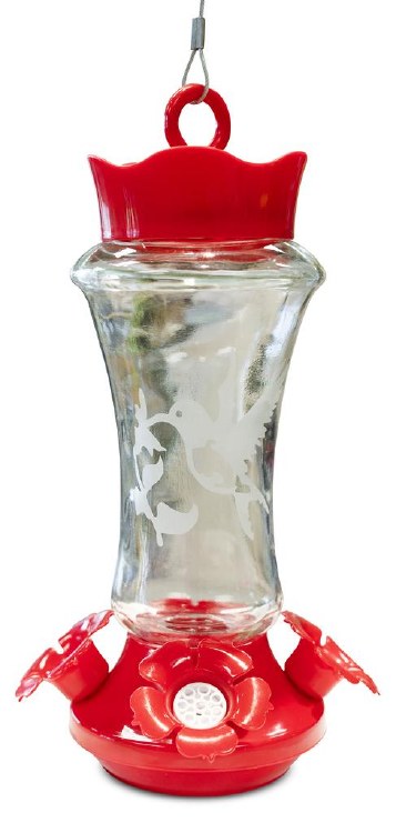 Hummingbird Etched Glass Feeder 12oz