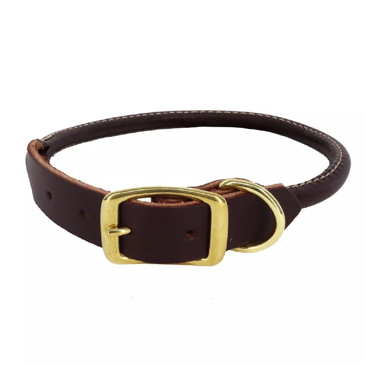 Circle-T Rolled Leather Collar Brown 16"