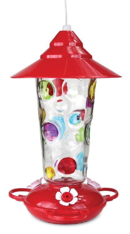 Hummingbird Dots Glass Feeder 30oz