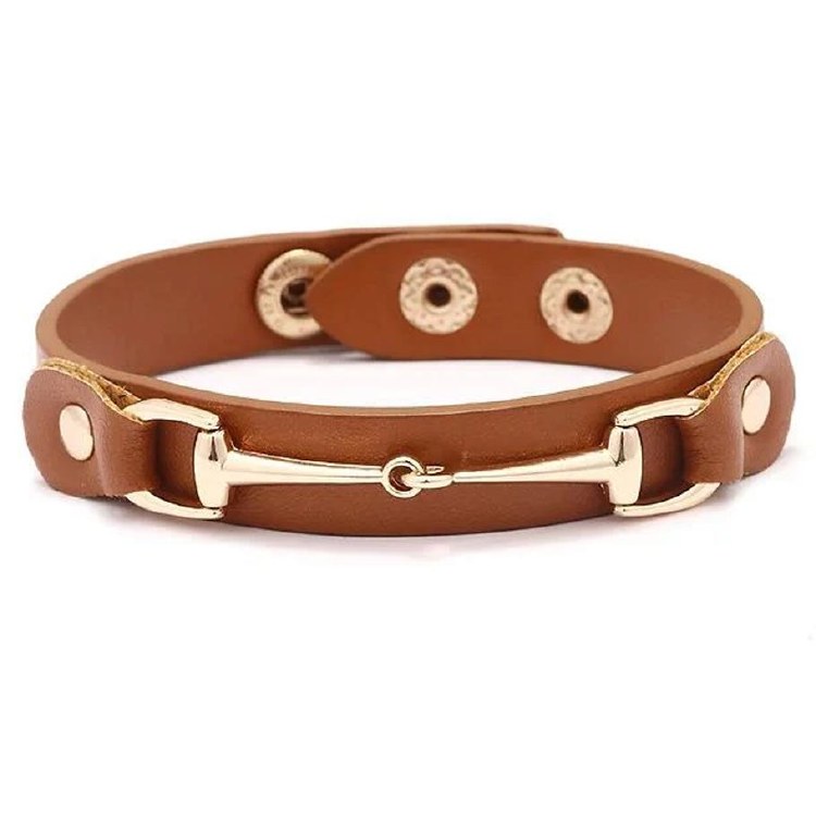 Bracelet- Bit Brown V Leather