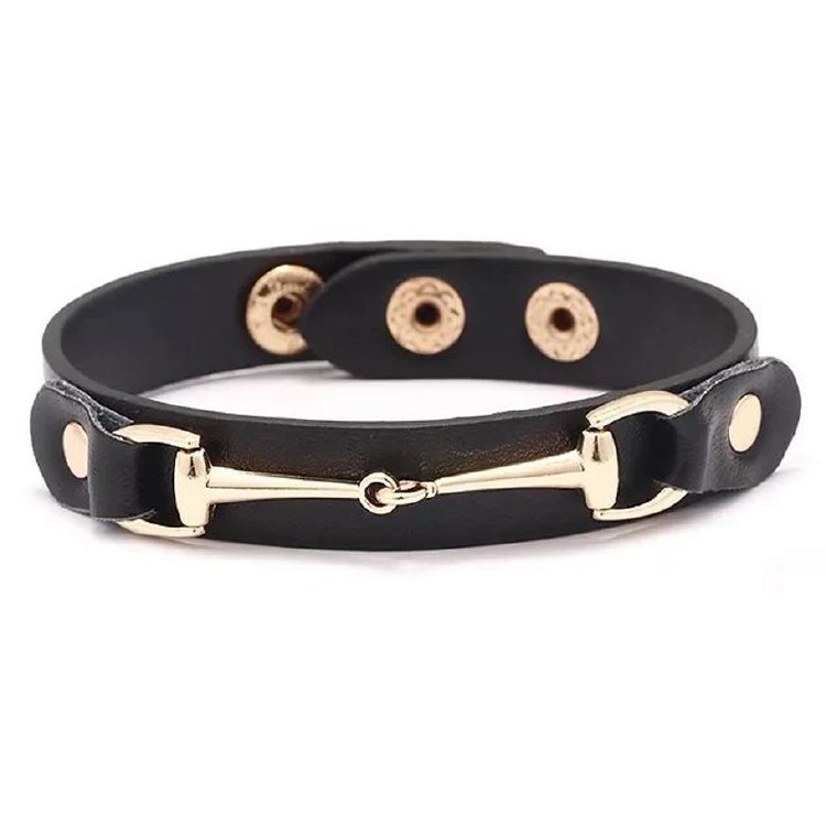 Bracelet- Bit Black V Leather