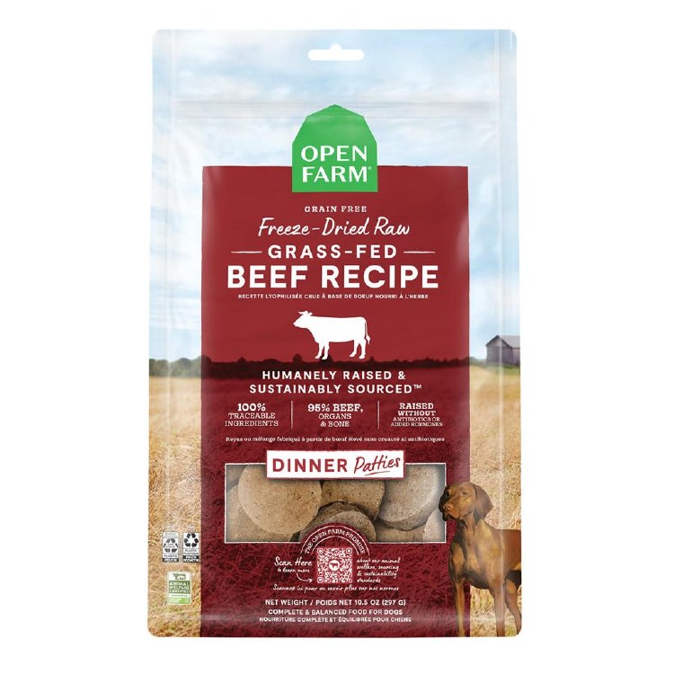Open Farm Freeze Dried Grass-Fed Beef Patties 17.5oz