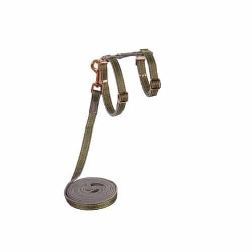 Harness-Cat Olive w Leash