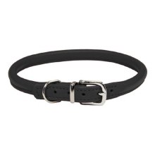 Circle-T Rolled Leather Collar Black 14"