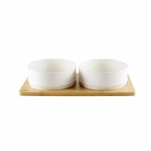 Double Diner Ceramic & Bamboo White