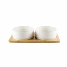 Double Diner Ceramic & Bamboo White M