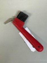 Hoof Pick w Brush Red