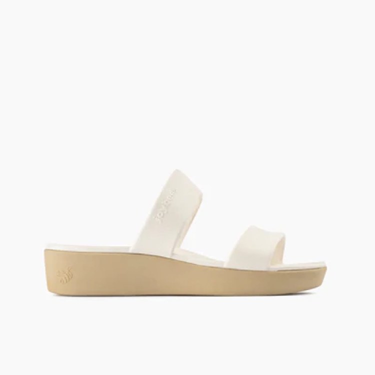 Women's Comfortable Slip-on Wedge Sandal- Bone - 7