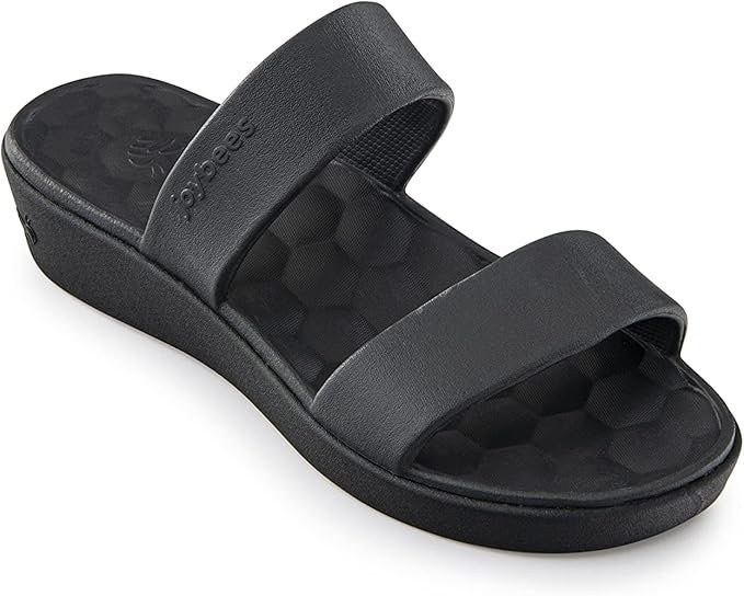 Women's Comfortable Slip-on Wedge Sandal - Black - 7
