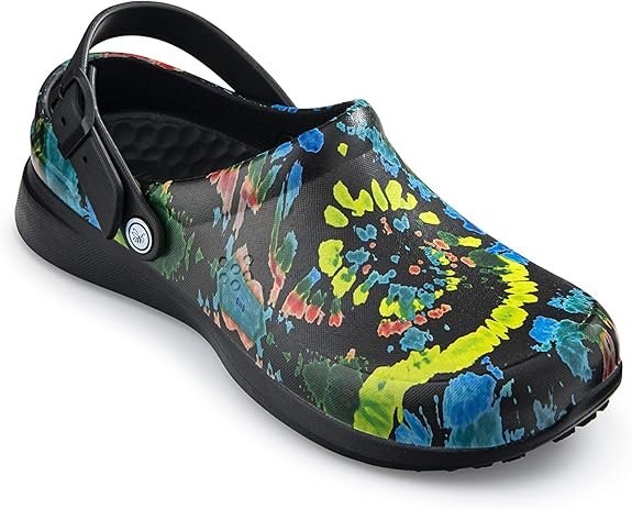 Work Clog - Graphic Black Spiral Tie Dye W11|M9
