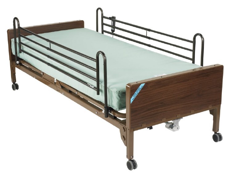Semi Electric Homecare Bed w/ Full Rail & Dynarest Multizone