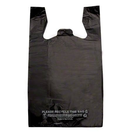 Inteplast Black Non-Printed T-Sak - 12 x 7 x 22
