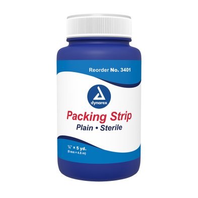 0.25" x 5 Packing Strips Plain - Sterile
