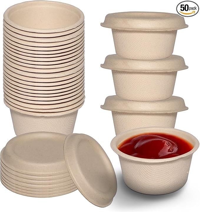 Karat Earth 62mm Compostable Flat Lid for 2 oz Eco-Friendly Paper Portion Cup