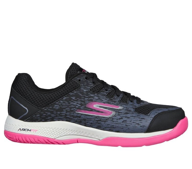 Women Skechers Relaxed Fit®: Viper Court Black/Pink 7
