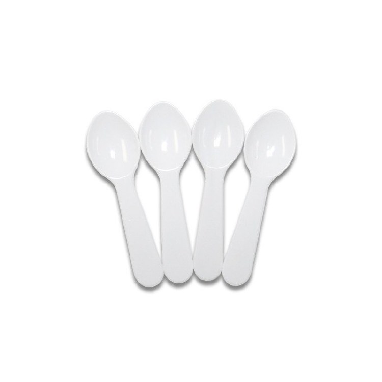 Plastic Tasting Spoon, White-Case