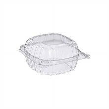 ClearSeal Hinged-Lid Plastic Containers, Sandwich Container, 13.8 oz, 5.4 x 5.3 x 2.6