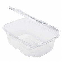 Karat 32oz PET Plastic Tamper Resistant Hinged Deli Container with Lid