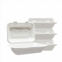 9''x6'' PFAS Free Compostable Bagasse Hinged Containers