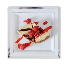 7.25" White Silver Sqaure Dessert Plate