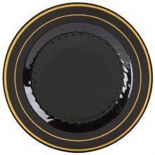 9IN ROUND PLATE BLACK W GOLD FOIL RIM