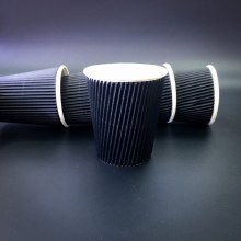 8 oz. Ripple Hot Cups - Black