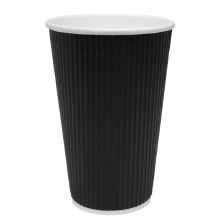 16oz Ripple Paper Hot Cups - Black