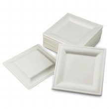 6”x 6” PFAS Free Bagasse Eco-Friendly Square Plate-Case