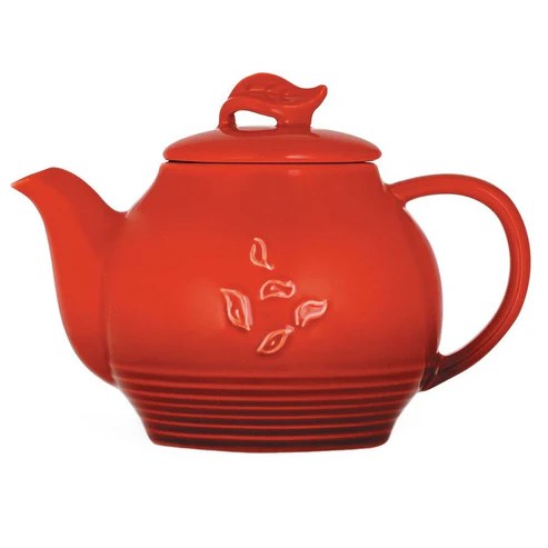 Dancing Leaves Teapot Red