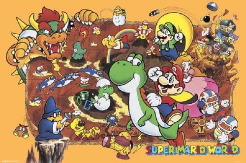 Super Mario Bros Mario World 36"  x 24" Poster