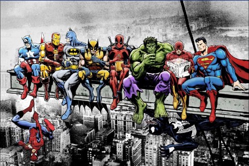 Superheroes Lunch on a Skyscraper 24" x 36" Poster