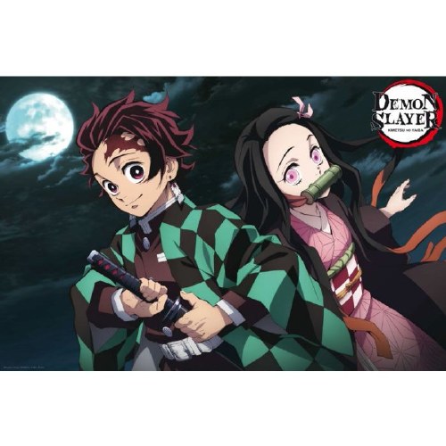 Demon Slayer Tanjiro and Nekuko Moonlight 36" x 24" Poster