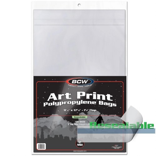 Resealable 11x17 Art Print Bags 100 Count