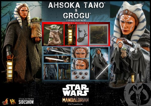 Star Wars The Mandalorian Ahsoka Tano and Grogu Set 1:6 Scale Hot Toys Figure