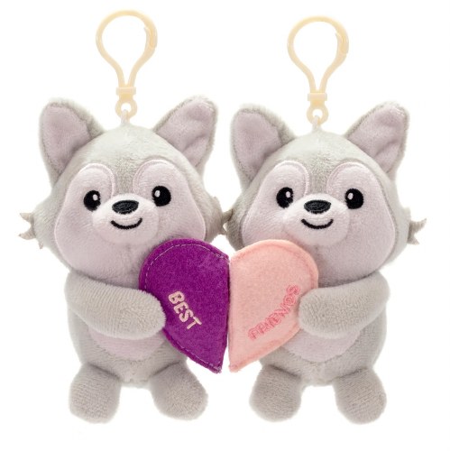 Besties 5.5" Wolves with Heart Plush Keyclip