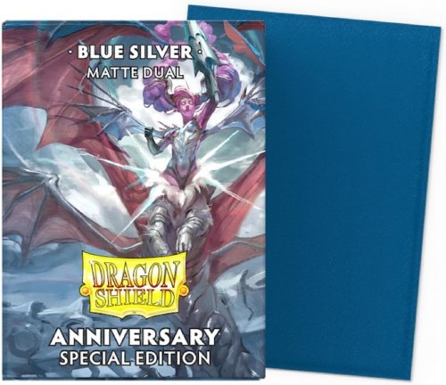 Dragon Shield Dual Matte Blue Silver 25th Anniversary Special Ed Card Sleeve 100-Count Pack