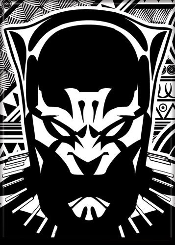 Black Panther Black and White Graphic Magnet