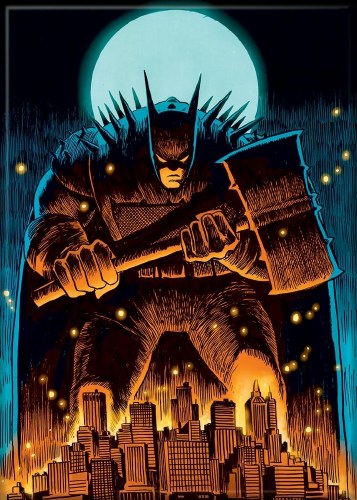 DC Absolute Batman with Hammer Over Gotham Magnet